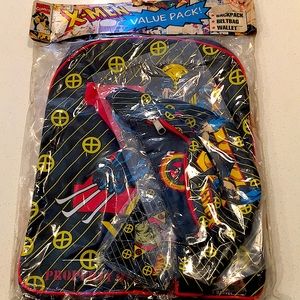 1994 Marvel X-Men backpack, belt bag, and wallet. I’m original packaging